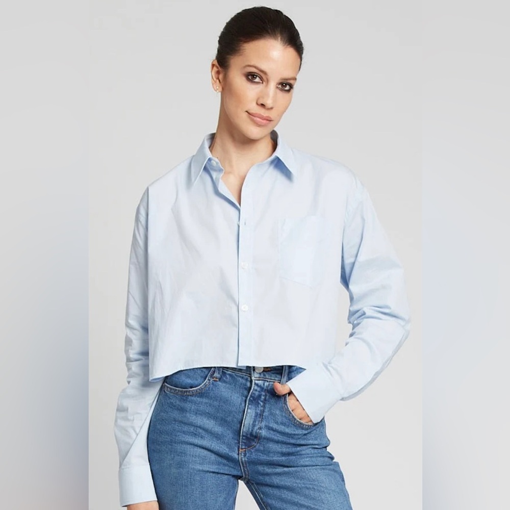 NWT SPRWMN Cropped Button Up Blouse